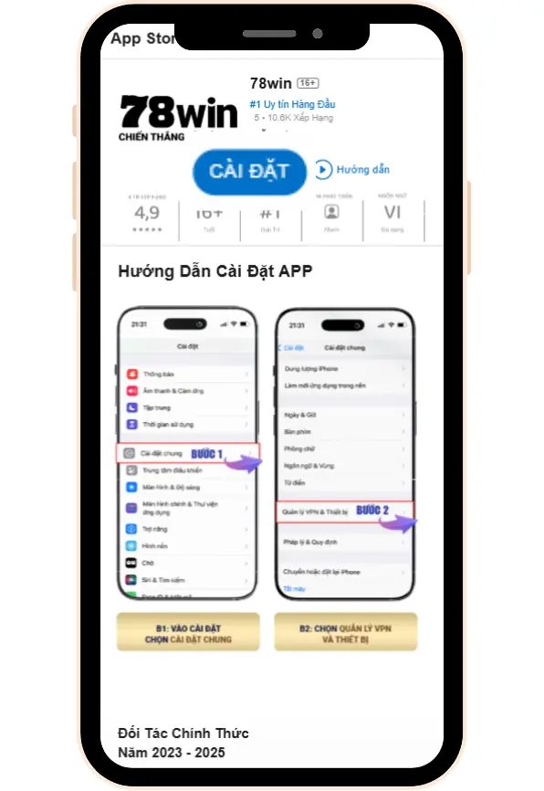Bước 3 : Chọn Cài đặt
